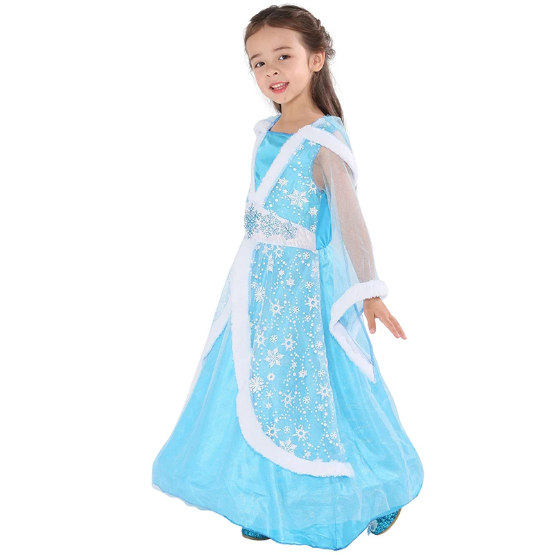 Детский костюм Эльзы Snailify на Хэллоуин Новое поступление 2019 голубое платье для