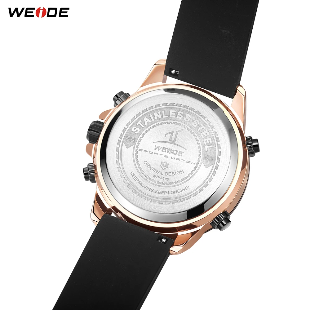 WEIDE, Новое поступление, роскошные повседневные часы с календарем, хронографом, аналоговый ЖК-цифровой силиконовый ремешок, Кварцевые водонепроницаемые наручные часы