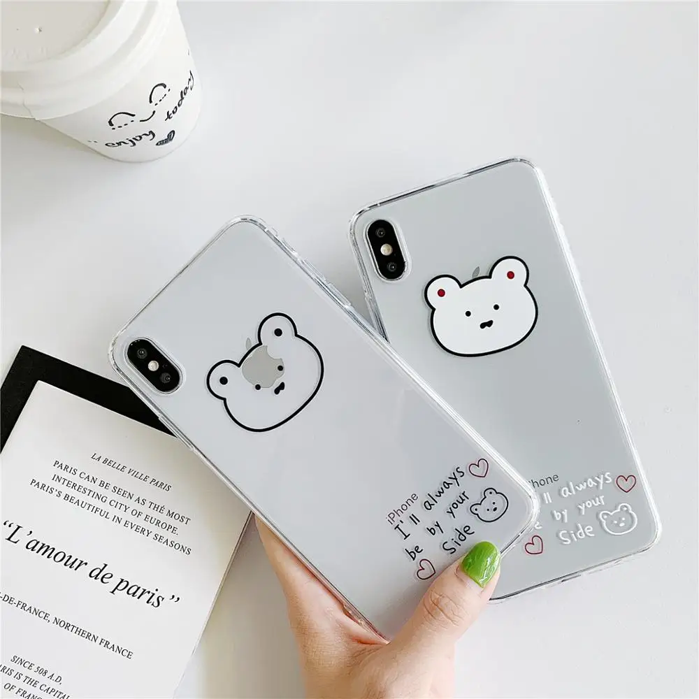 Cute Line Cartoon Bear Phone Case For iPhone 6 6s 7 8 plus X 10 XS Max XR Back Cover Funda Soft Clear TPU Transparent |