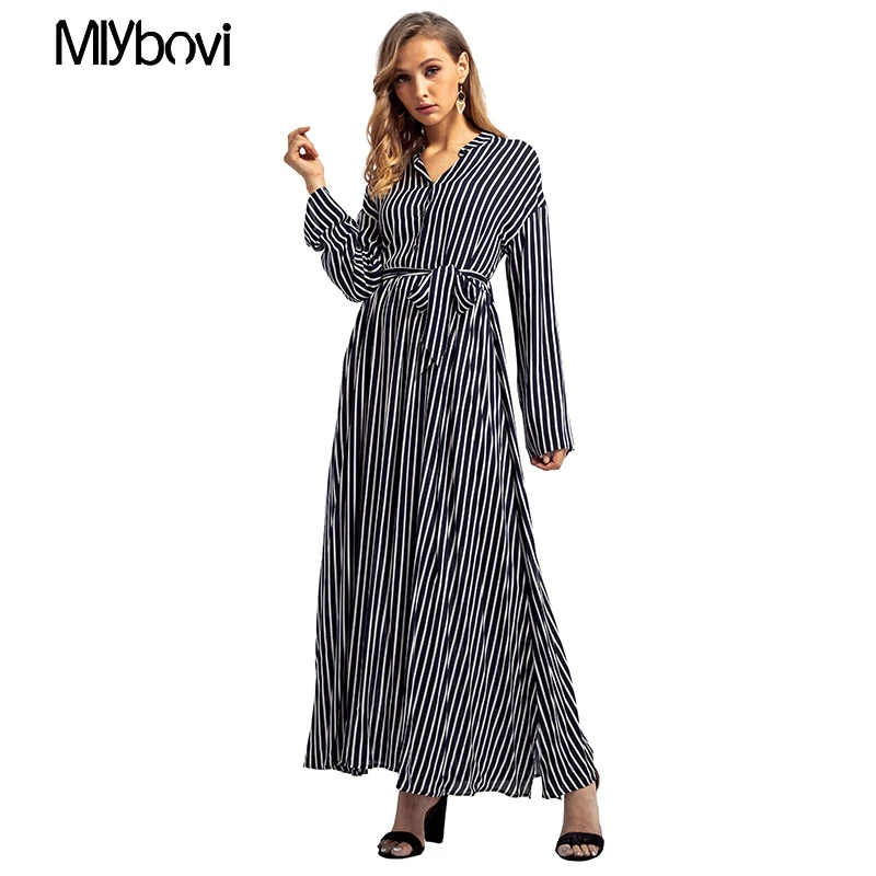 Женское бархатное платье в полоску длинное арабском стиле с вышивкой модель 2018 |