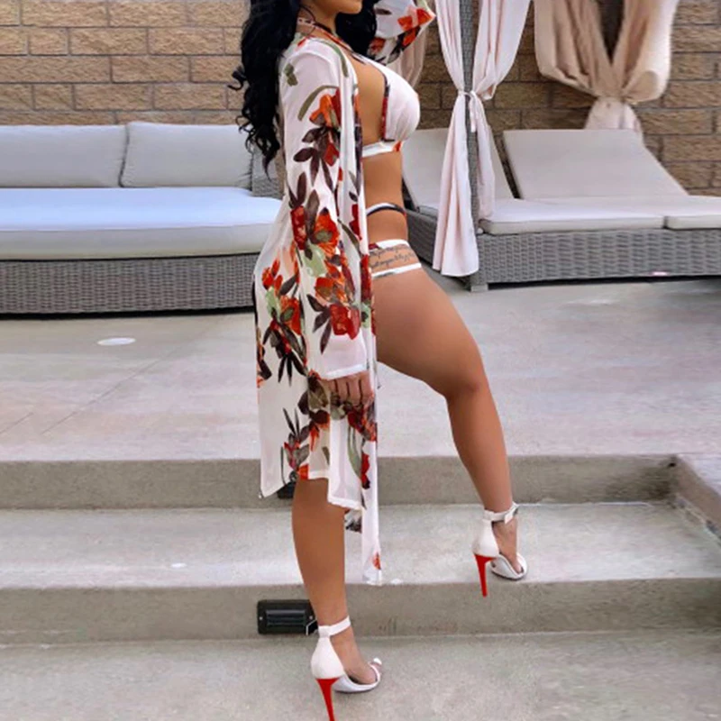 Пикантные 3 шт. для женщин комплект бикини купальники со вкладышами 2018 летние