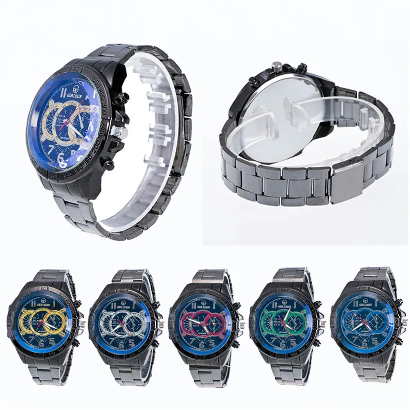 Модные мужские спортивные кварцевые аналоговые часы с движущимся механизмом из