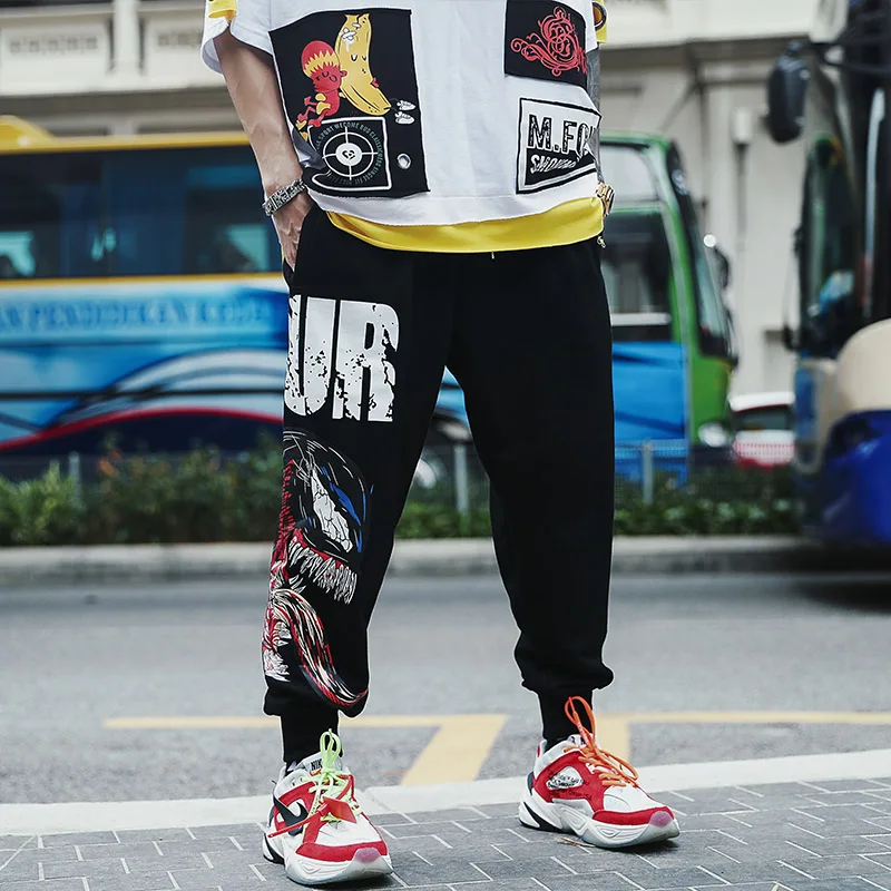 Брюки-султанки мужские составного кроя повседневные Джоггеры в стиле хип-хоп
