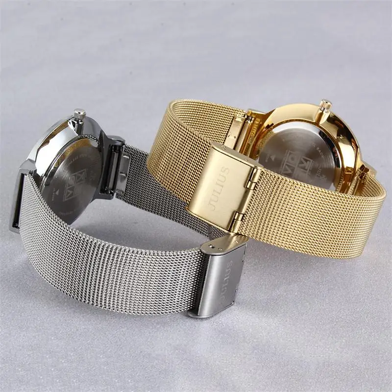 Мужские кварцевые часы Julius супертонкие аналоговые повседневные наручные из