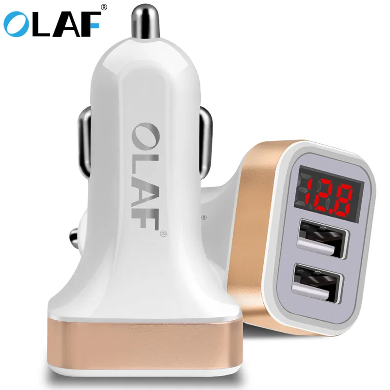 Автомобильное зарядное устройство OLAF с двумя USB портами и ЖК дисплеем|Зарядные