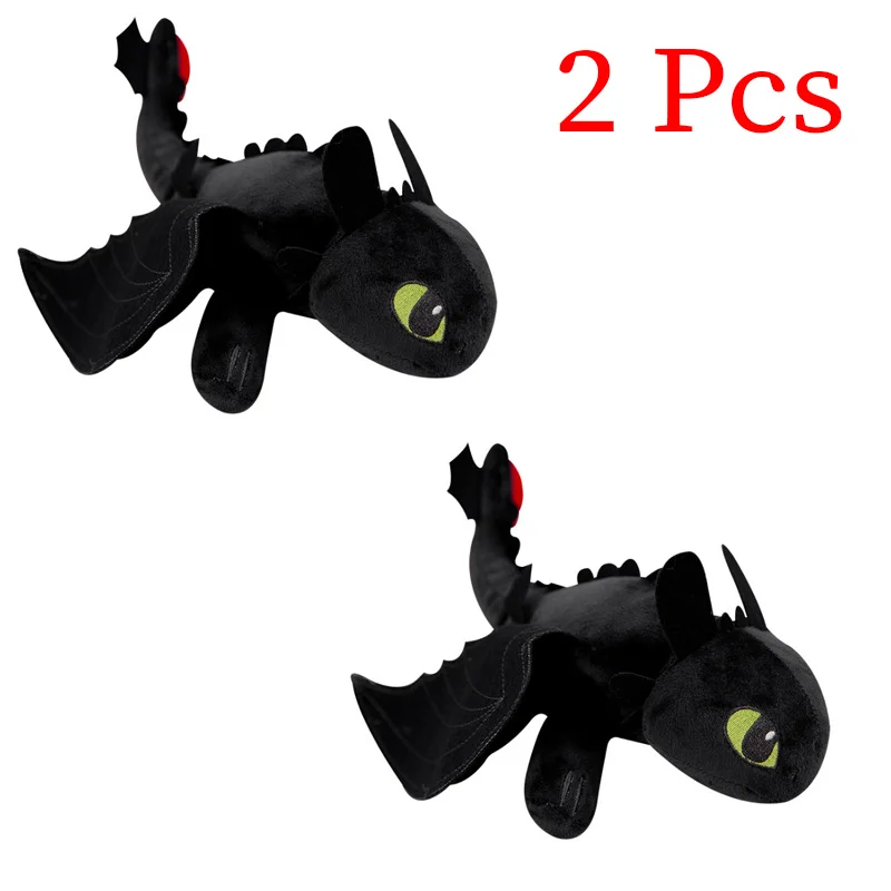 2pcs 2 шт. 35 см Как приручить дракона 3 белый плюшевый Беззубик игрушки ночная фурия белый светильник Fury Дракон мягкая чучело кукла для детей - Цвет: 2pcs
