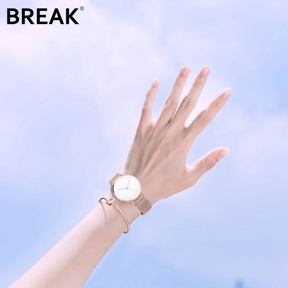 Женские Модные минималистичные ультратонкие Кварцевые спортивные часы BREAK с
