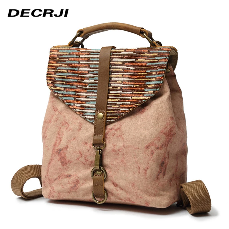 DECRJI Vintage Women Backpack Shoulder Bag Canvas High Quality Bagpack School Bags For Teenage Girls Female Rucksack | Багаж и сумки