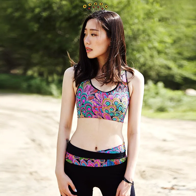 Профессиональный женский бюстгальтер с вышивкой для занятий йогой и фитнесом