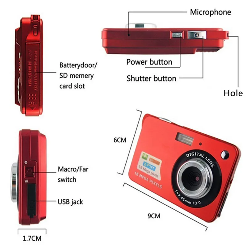 Портативная мини-камера 2," 720 P 18MP 8x зум TFT lcd HD Цифровая видеокамера анти-встряхивание фото для детей подарок