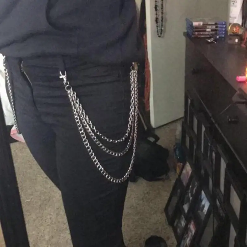 1/2/3 слой Рок Панк крюк брюки талия звено ремень цепь для мужчин женщин