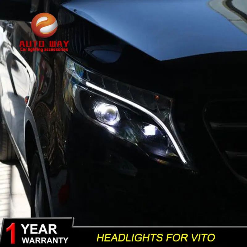 Автомобильный Стильный чехол на голову для Benz vito фары для Benz vito светодиодный фонарь DRL Объектив Двойной Луч Биксенон HID