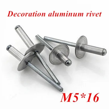 100 шт./лот M5 * 16 алюминиевые потайные заклепки с заклепками декоративные большой