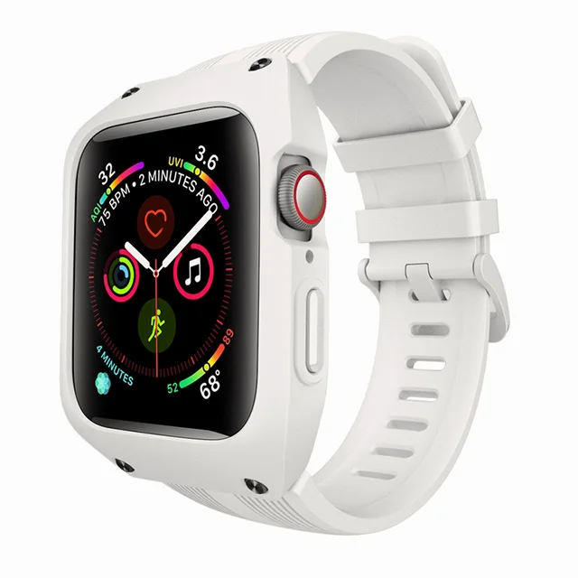 white white Спортивный силиконовый ремешок Apple Watch серии 44 мм ремешок с защитным чехлом для iWatch 4 - Цвет ремешка: white white