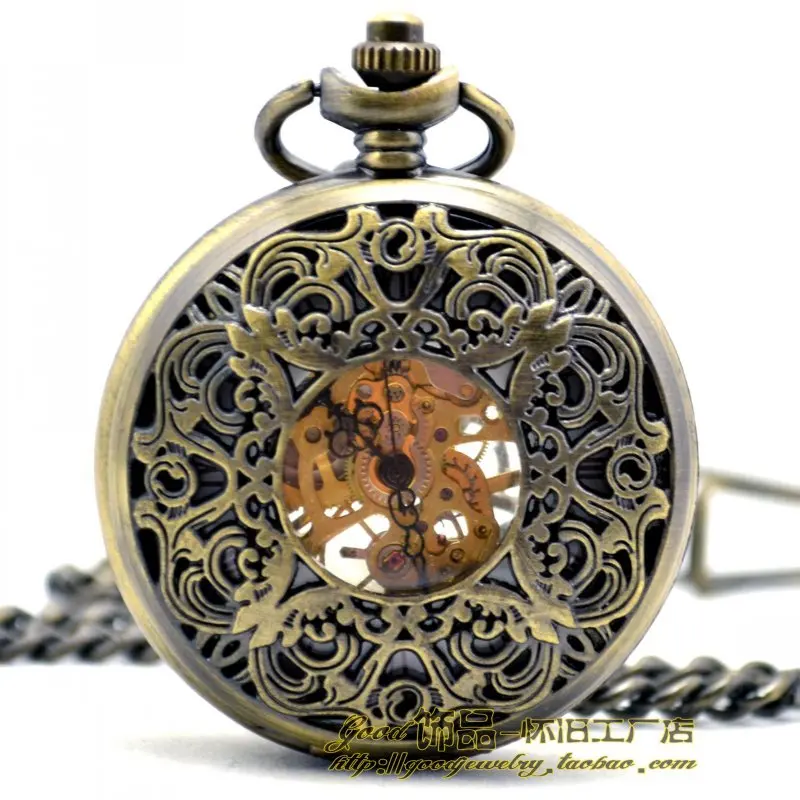 Британский суд резные полые ретро моды Механические карманные часы Хан Чао