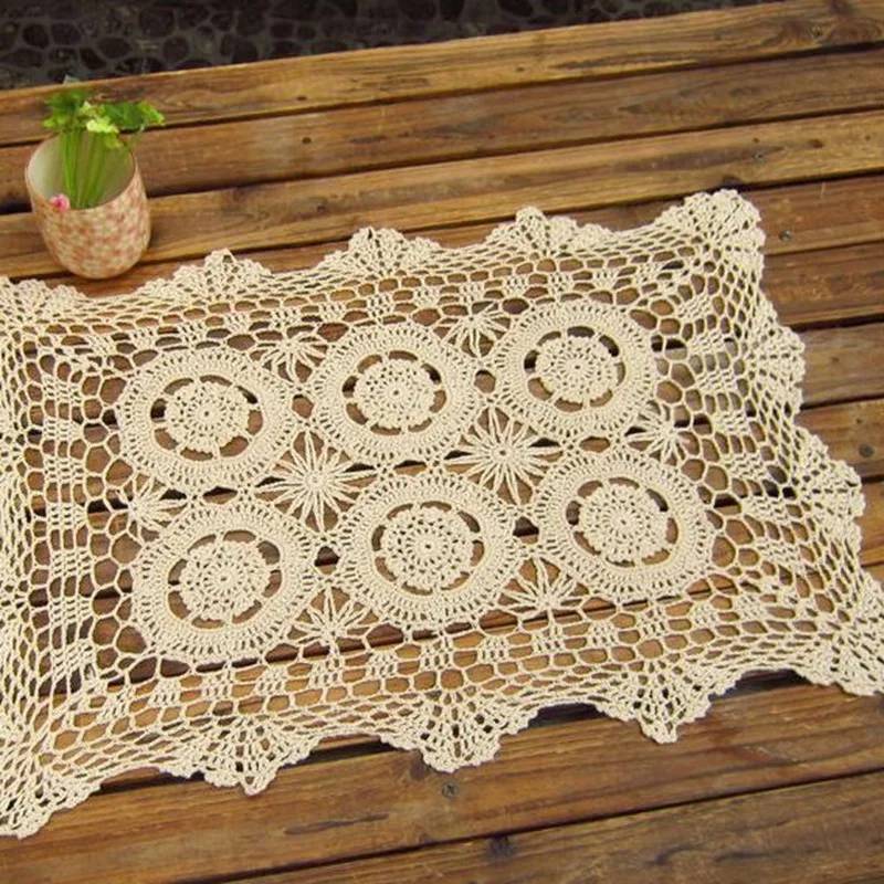 Вязаные крючком Doilies 35x50 см (12x18 дюймов) Винтажный коврик для места кружевной