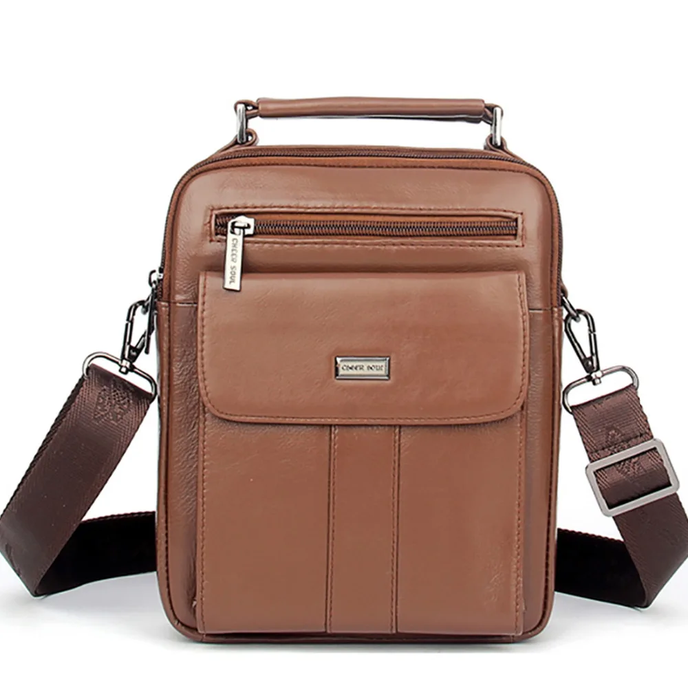 Маленькие Мужские сумки из натуральной кожи деловой портфель на ремне