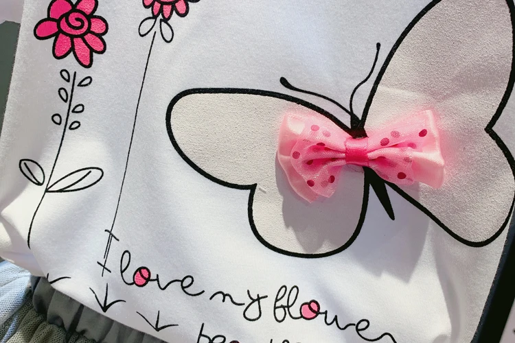 Комплект летней одежды для девочек хлопковый топ с коротким рукавом и круглым