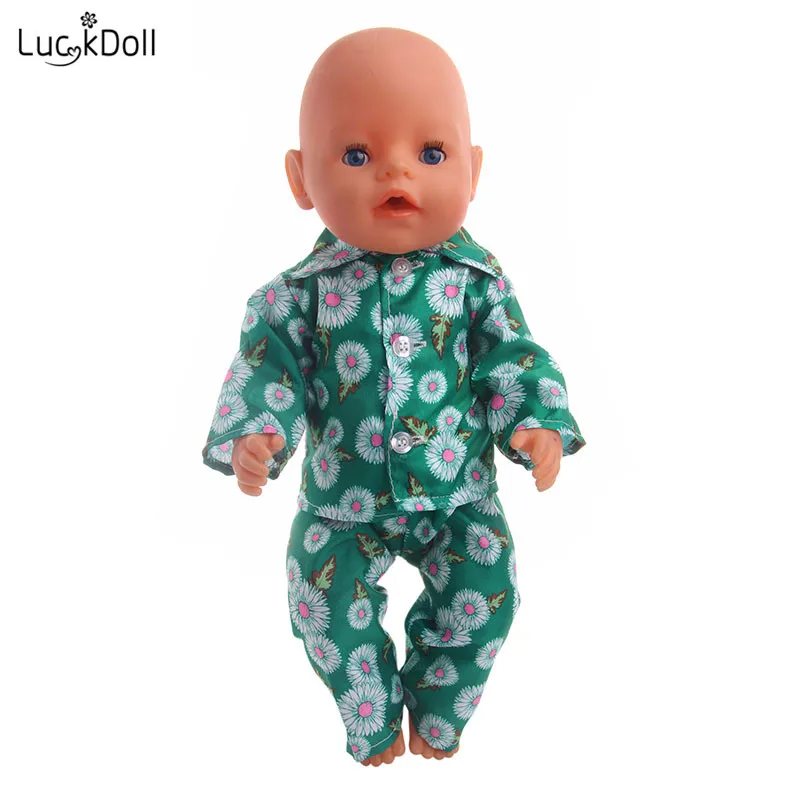 LUCKDOLL/Пижамный костюм с пуговицами подходит для 18 дюймов американский размер 43 см