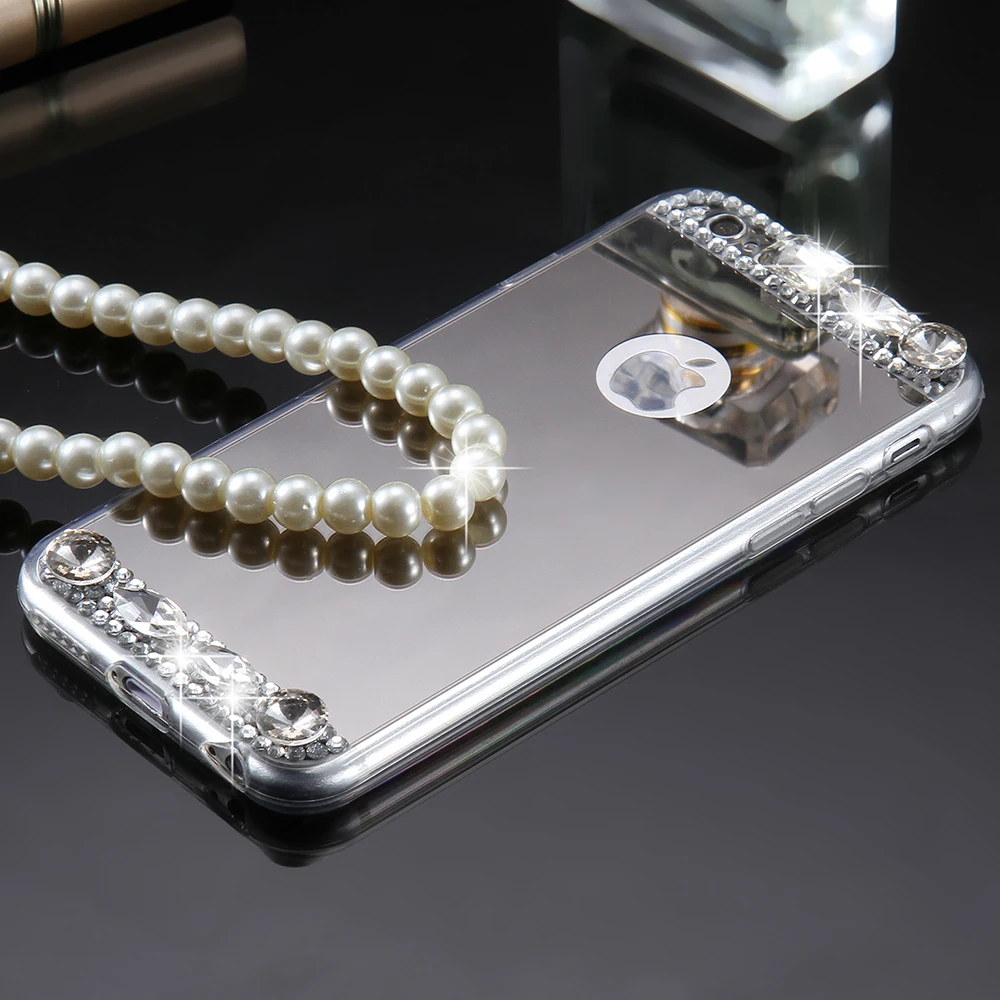 KISSCASE модный Алмазный чехол для телефона iPhone 7 8 Plus X блестящие зеркальные Чехлы 6 6S