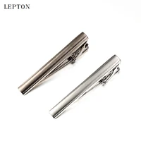 hot sale silver color necktie tie bar men bussiness lepton brand stainless steel brushed tie clips clamp for mens wedding