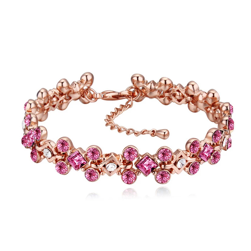 Женские браслеты с кристаллами Сваровски цвета розового золота аксессуары для