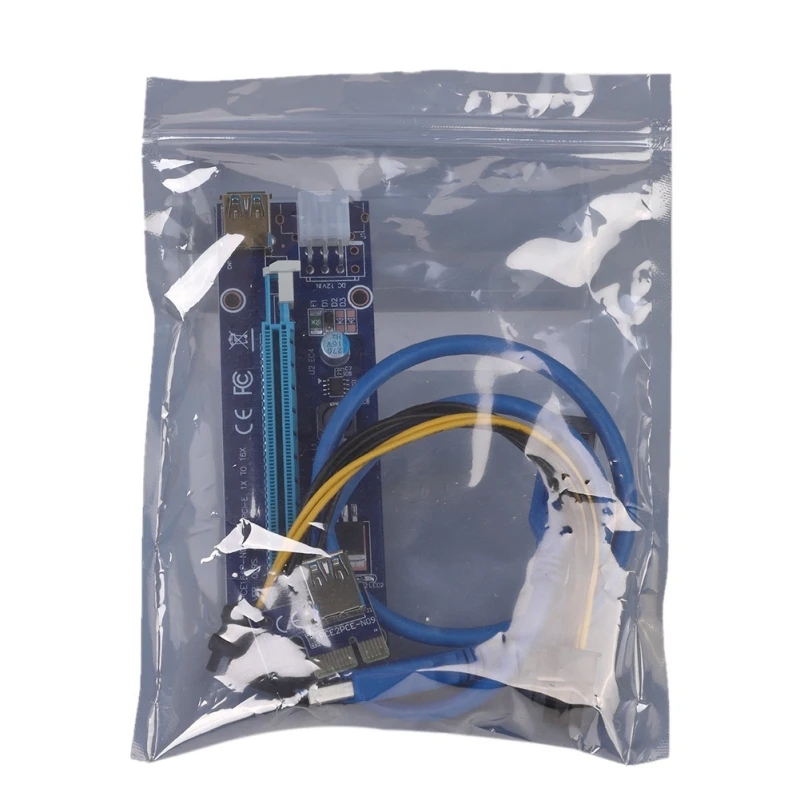PCI E Riser 6 Pin 16X для майнинга BTC с 3 светодиодной Экспресс картой Sata силовой кабель и 60