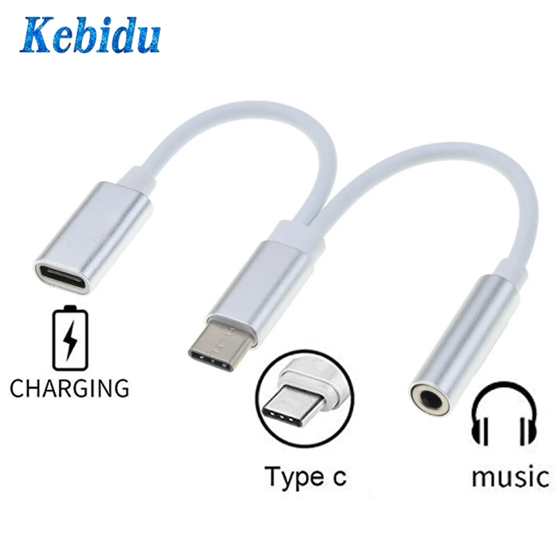 Кабель для наушников Kebidu Type C 3 5 мм адаптер USB 1 с двумя разъемами AUX разъем типа