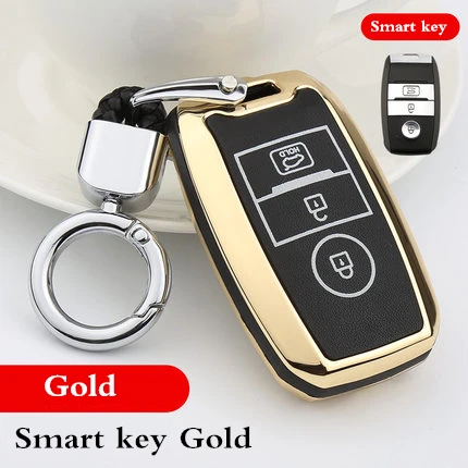 Smart key gold Цинковый сплав Кожа PU светящийся ключ чехол Брелок для KIA Rio Sportage QL ceed Optima Sorento cerato K2 K3 K4 K5 Picanto - Название цвета: Smart key gold