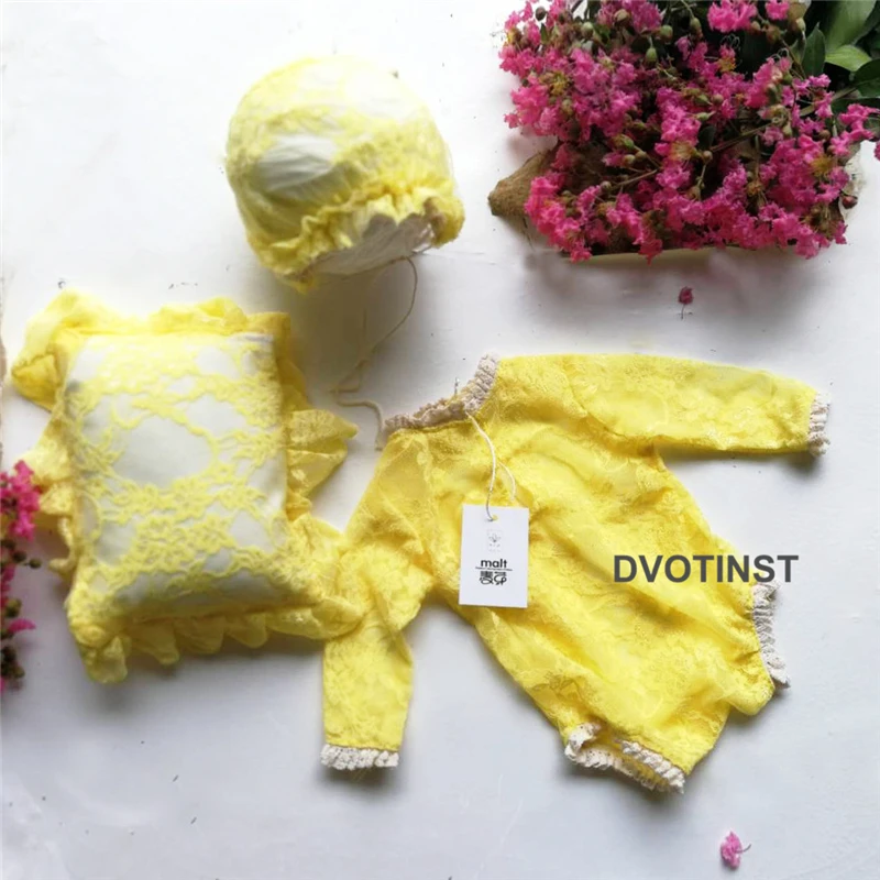 DVOTINST новорожденных реквизит для фотосъемки вязаное крючком для детей шляпа+ Наряды+ подушка комплект из 3 предметов Fotografia аксессуары студийные фотосессии