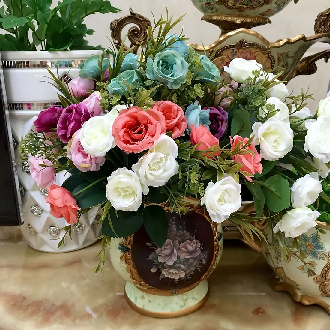 1 букет искусственных цветов французская роза цветочный Искусственный цветок из