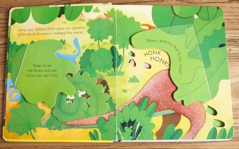 Usborne открытым внутри динозавры 1 шт. английский поучительный рисунок книги для