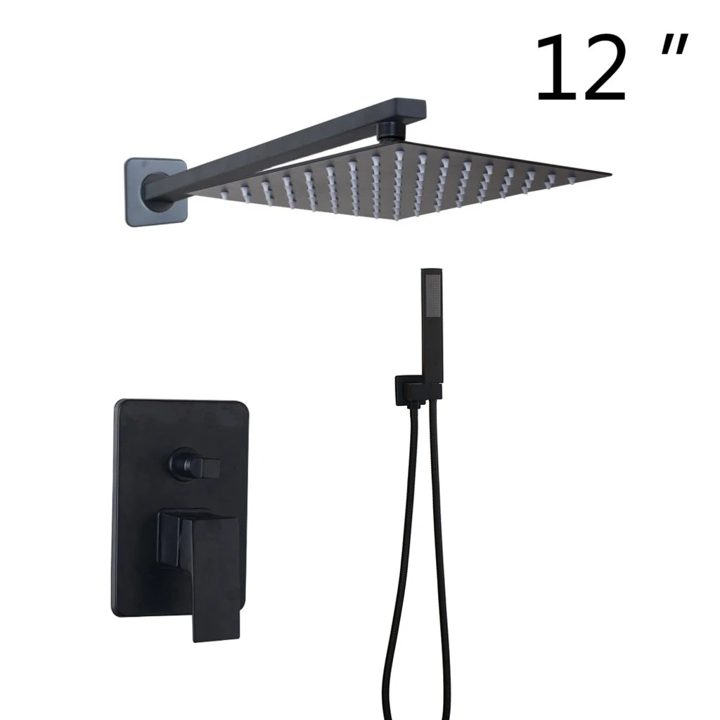 12 inch shower set KEMAIDI ванная комната 2-way светодиодный смеситель для душа набор черный 3-функции 8 12 16 светодиодный смеситель для душа с дождевой насадкой ручные смесители для душа - Цвет: 12 inch shower set