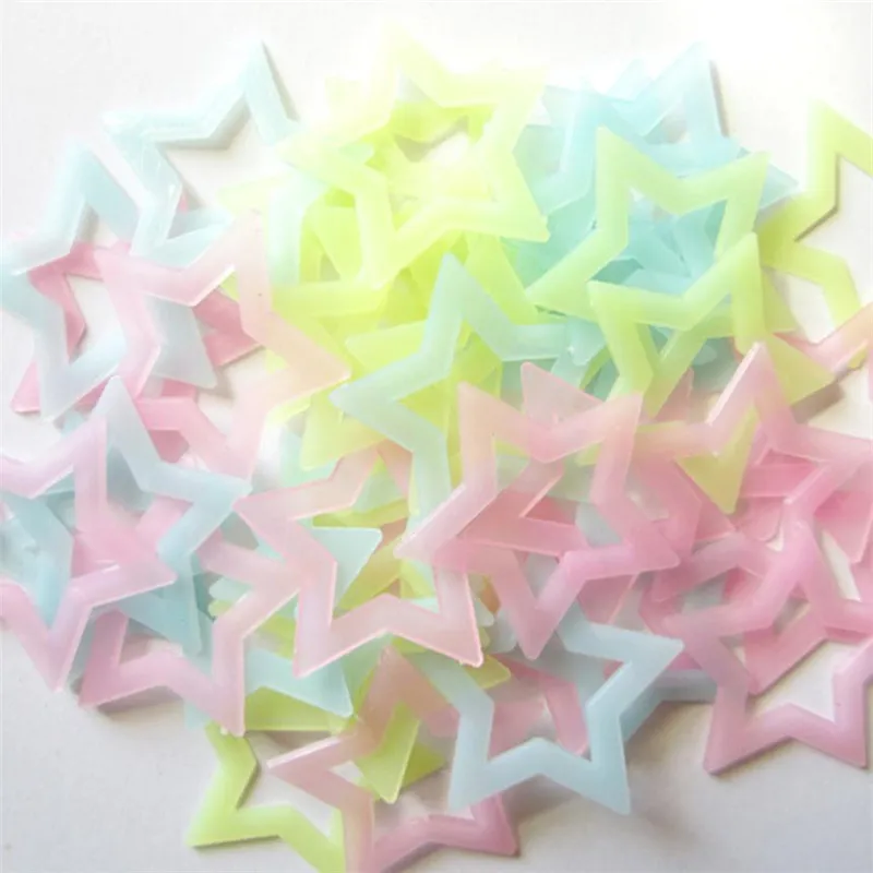 

40PCS Mixing Kids Bedroom Fluorescent Glow Dark Stars Wall Stickers Luminous star stickers Plastic Photo Wall Mural 4.6*4.6cm