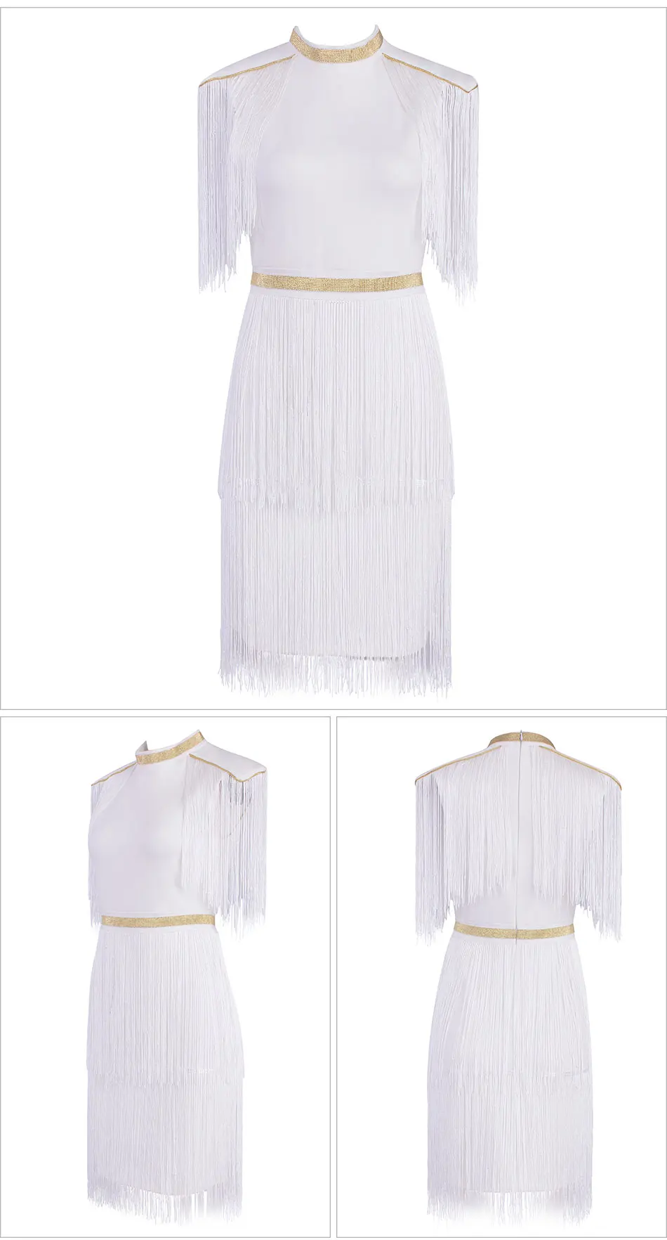 Dressbird Для женщин Летнее облегающее платье Вечерние платья Vestido элегантный белый черный короткий рукав платье с бахромой, с кисточками, мини-Клубное платье Vestidos