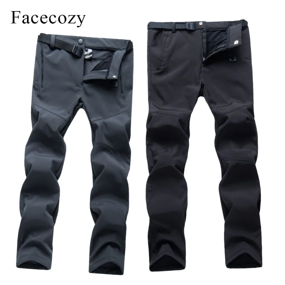 Facecozy/зимние мужские и женские флисовые брюки больших размеров теплые