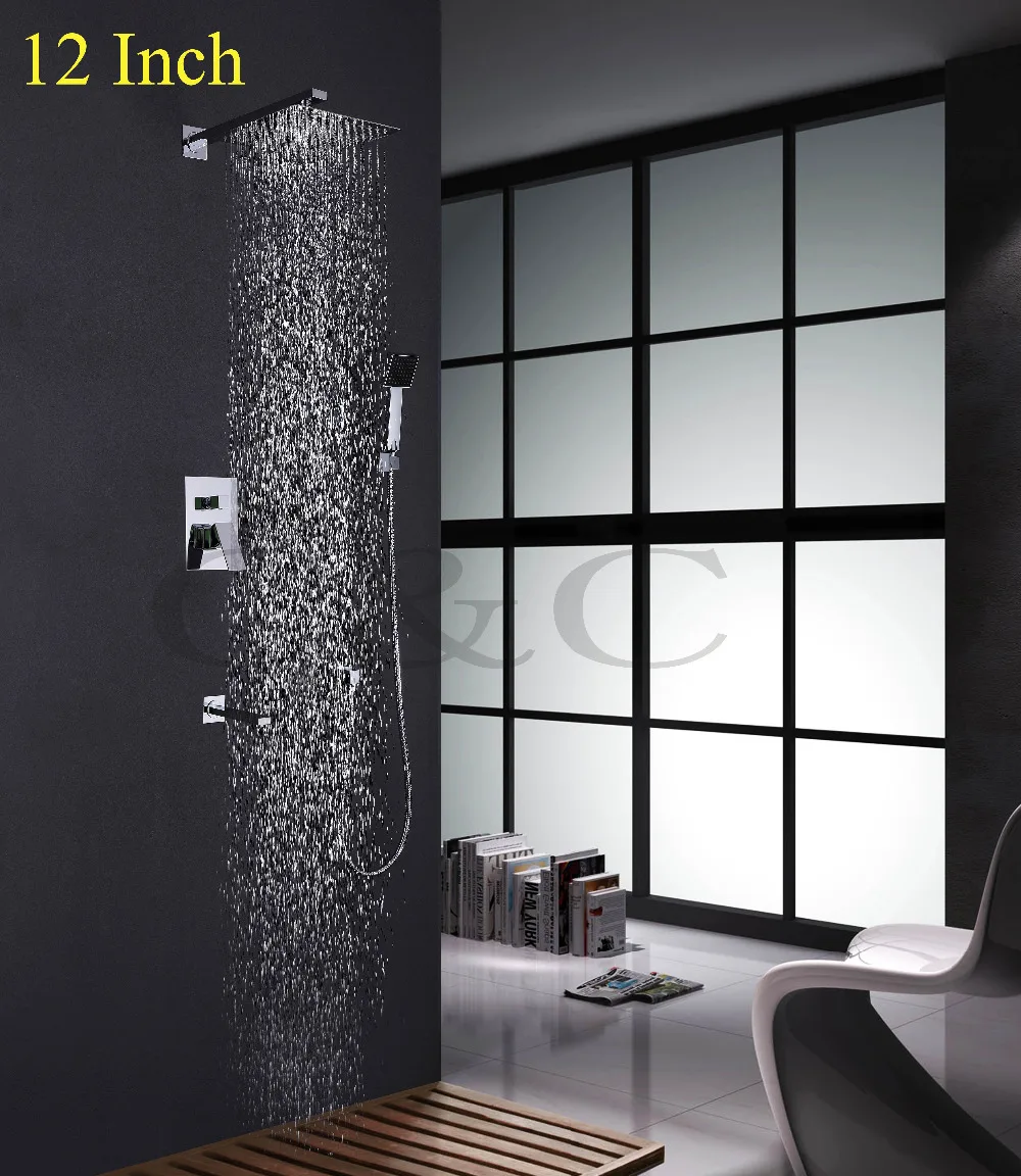 

Hot & Cold Mixing Concealed Bathroom Shower Faucet Set Luxury 8-10-12 inch Ultra-thin Rainfall Shower Head Bathroom Products