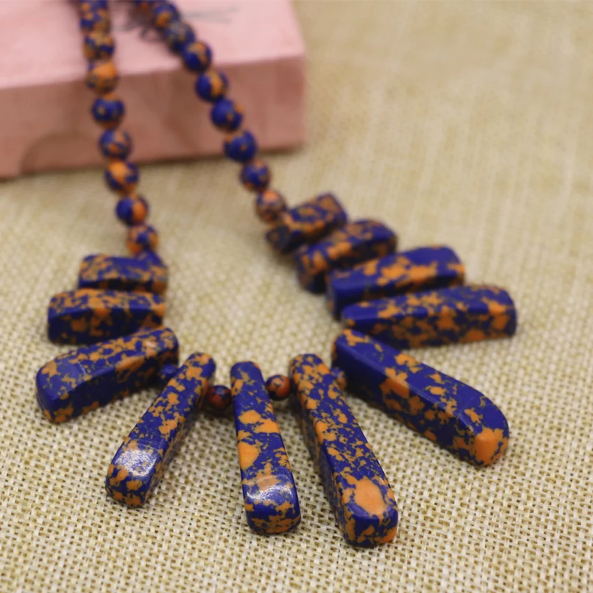 Многоцветный цепочка ожерелье 6 мм круглые бусины из искусственного Phoenix LAPIS Lazuli