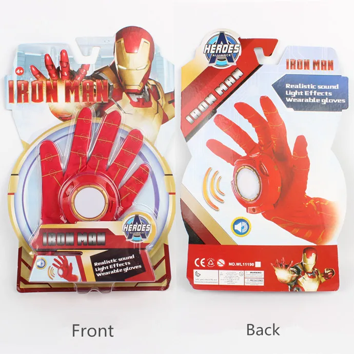 Iron man glove 2 Новейшие игрушки Marvel, Мстители, Железный человек, Фигурка Человека-паука, маска, светодиодный фонарик, Железный человек, игрушечный щит, маска для косплея на Хэллоуин - Цвет: Iron man glove 2