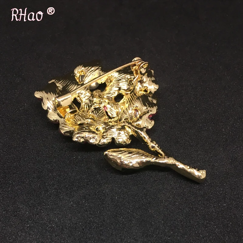 Броши в форме Красного цветка эмалированная брошь золотого цвета виде растений