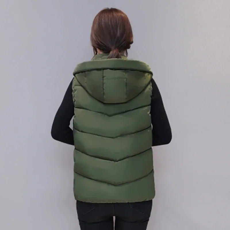 Жилет женский хлопковый с капюшоном тонкий большого размера 2018|Жилеты и