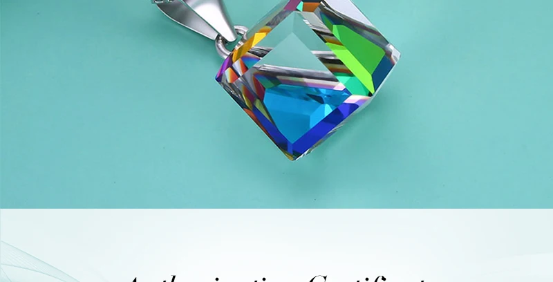 Красочные крошечные кубические кристаллы от Swarovski подвески ожерелья ювелирные изделия 925 серебряная цепь милый кулон для женщин подарок на день Святого Валентина