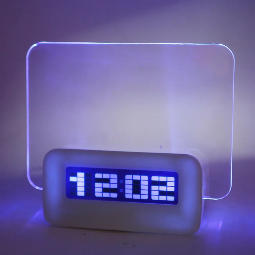 Цифровые часы-будильник светодиодные синие флуоресцентные с доской сообщений USB
