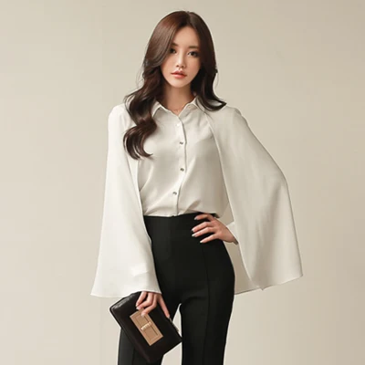 Orgreeter женская блузка Топ в Корейском стиле Стиль 2018 Лето отложной воротник