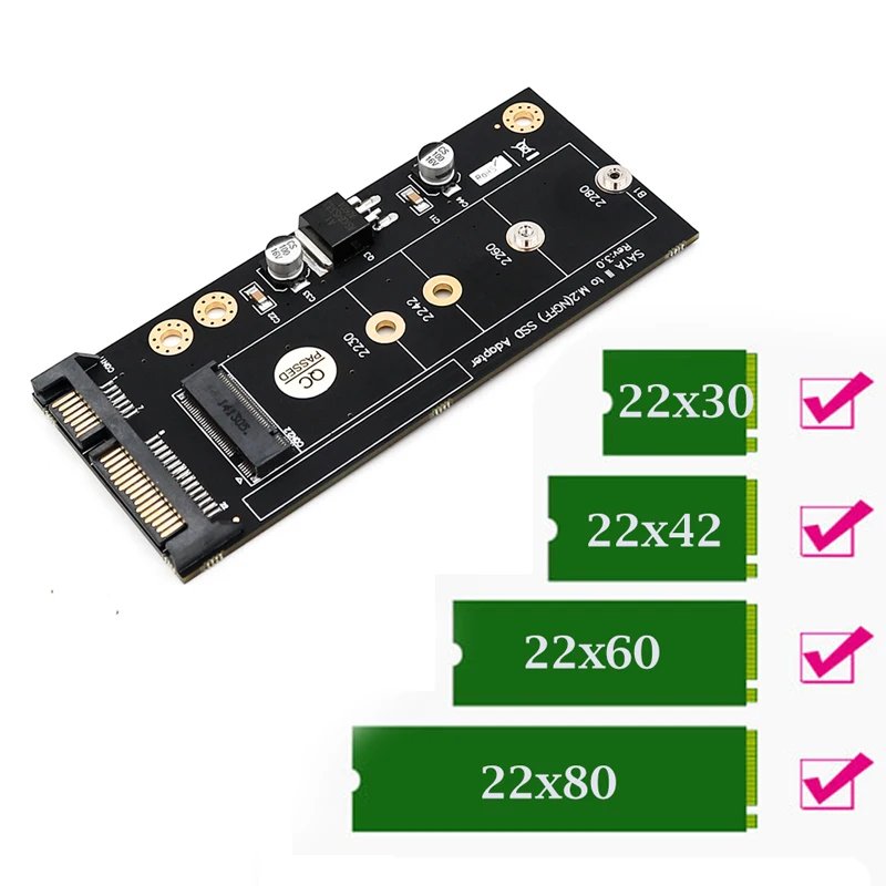Адаптер M2 к SATA M.2 NGFF SSD Raiser Расширительная карта для 2230 2242 2260 мм твердотельный диск
