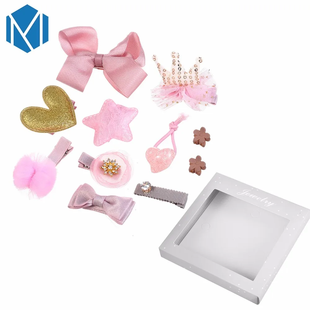 M MISM 10pcs/sets Lovely Girls Headwear Set Children Hair Accessories Ribbon Bow clip Star Hairpins Crown Cute Grip | Детская одежда и