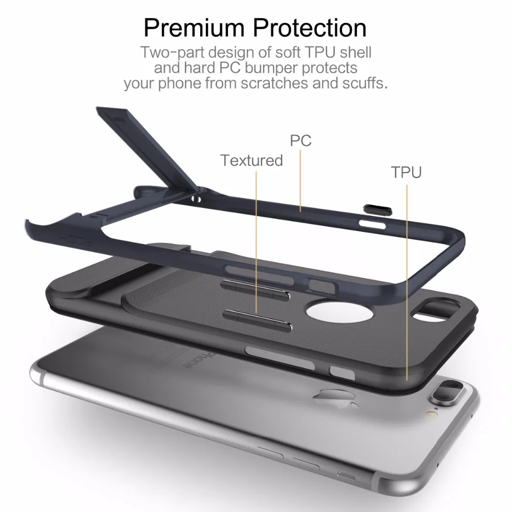 Чехол-подставка для iPhone 6 6s 7 Plus Жесткий ПК + Мягкий ТПУ Гибридный защитный чехол