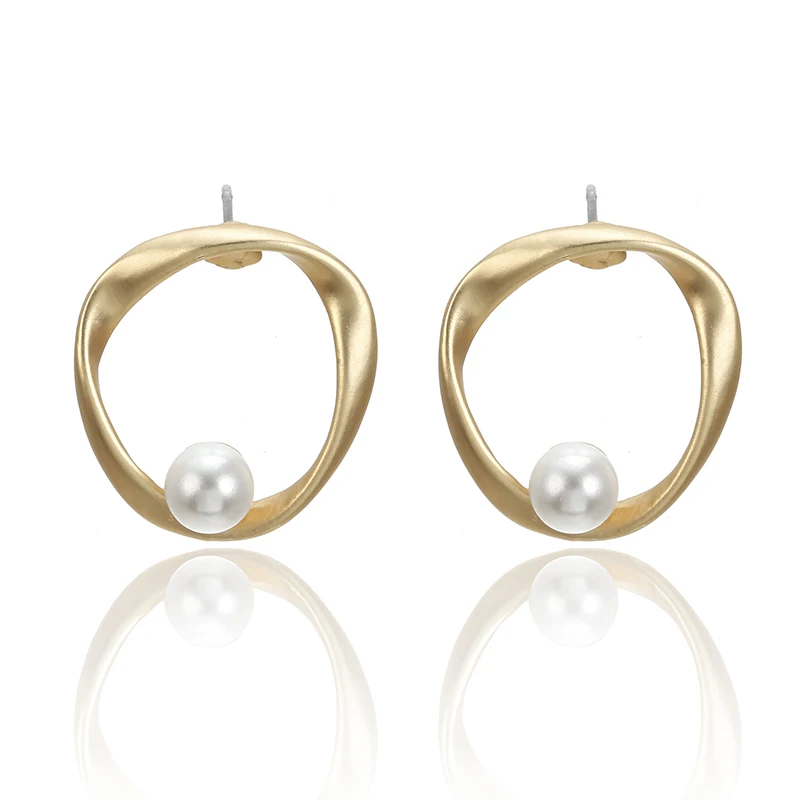 Женские серьги с металлическим кольцом синие золотистого цвета подарок сестрам