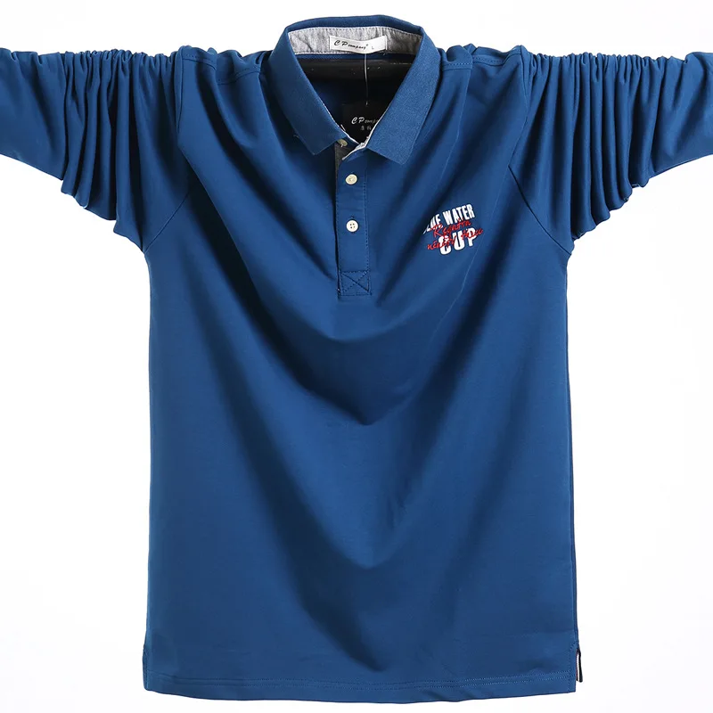 

autumn 2018 men polo shirt new men's large yards fertilizer long sleeve POLO unlined upper garment nutty plus size men
