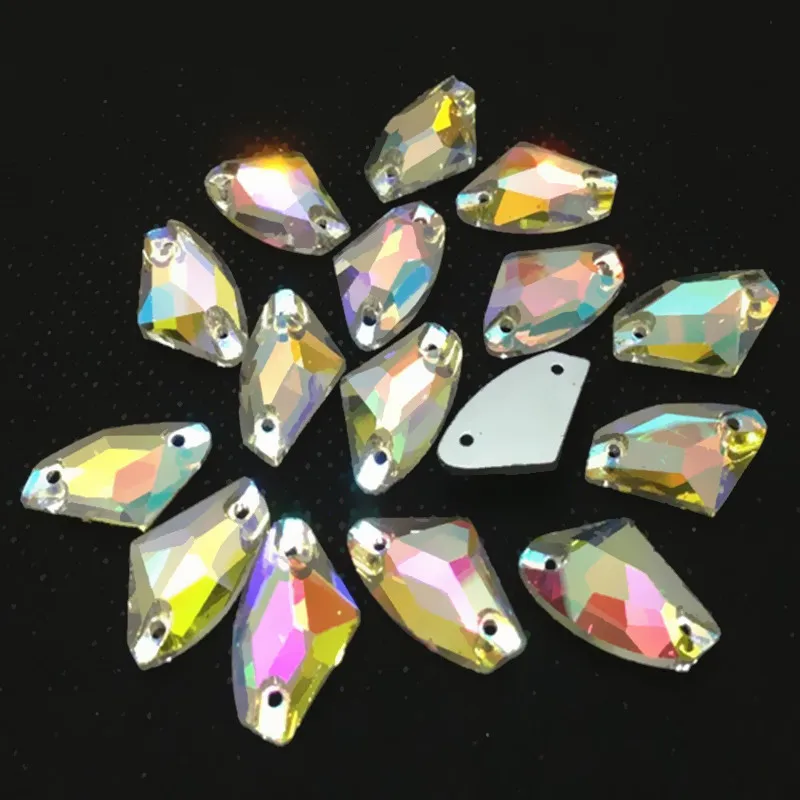9x14 мм 12x19 16x27 AX Shape Sew On Rhinestone Crystal AB Галактическое швейное стекло | Украшения и